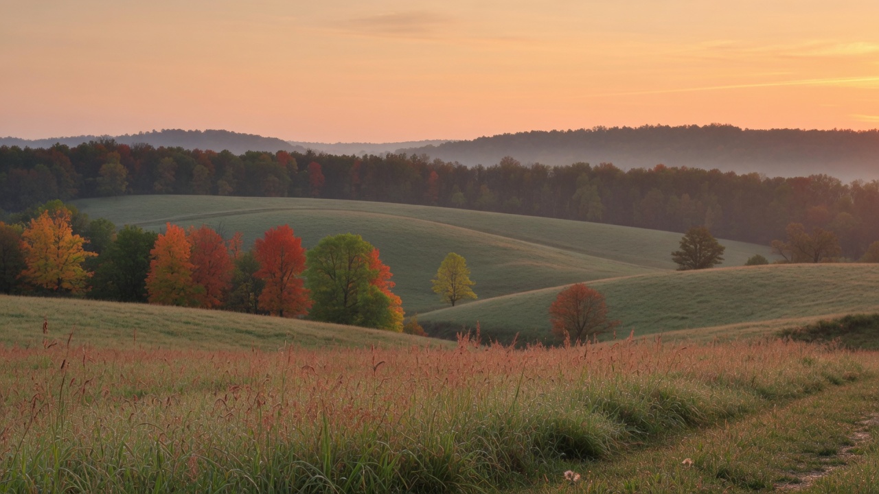 Autumn hills at sunrise